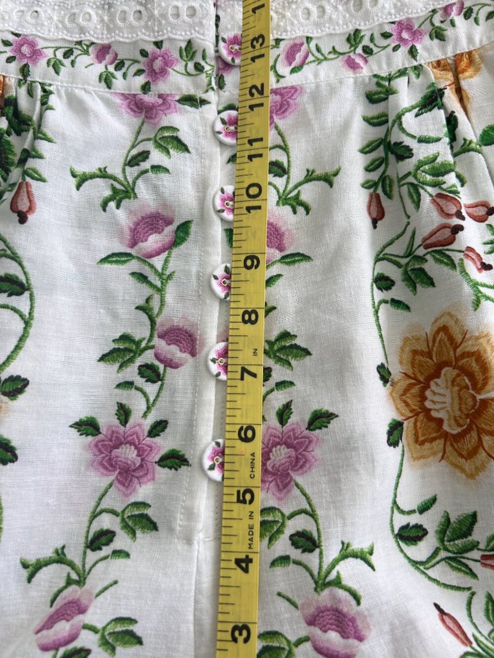 Farm Rio Folk Floral Linen Blend White Short-Sleeve Wide-Leg Jumpsuit Small NWT - Picture 16 of 16